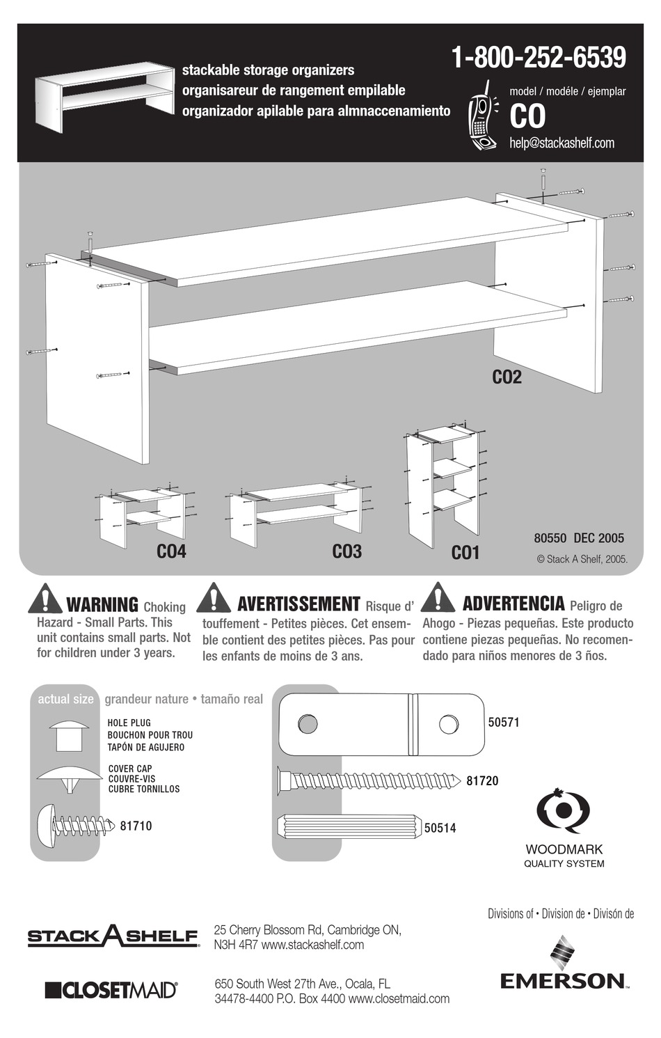 CLOSET MAID CLOSETMAID CO1 ASSEMBLY MANUAL Pdf Download ManualsLib