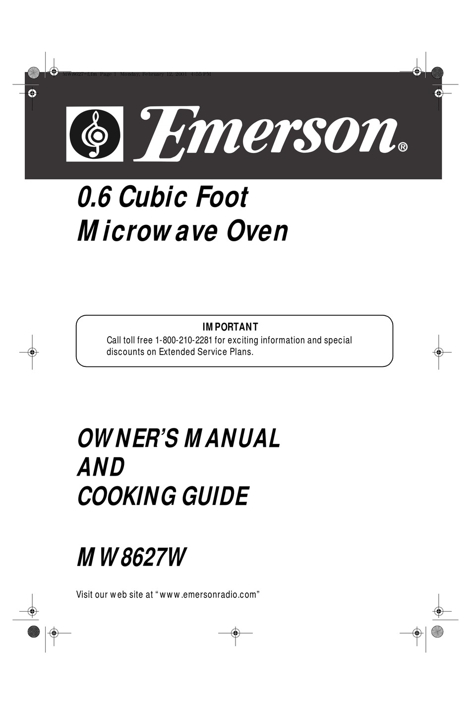 EMERSON MW8627W OWNER'S MANUAL AND COOKING MANUAL Pdf Download | ManualsLib