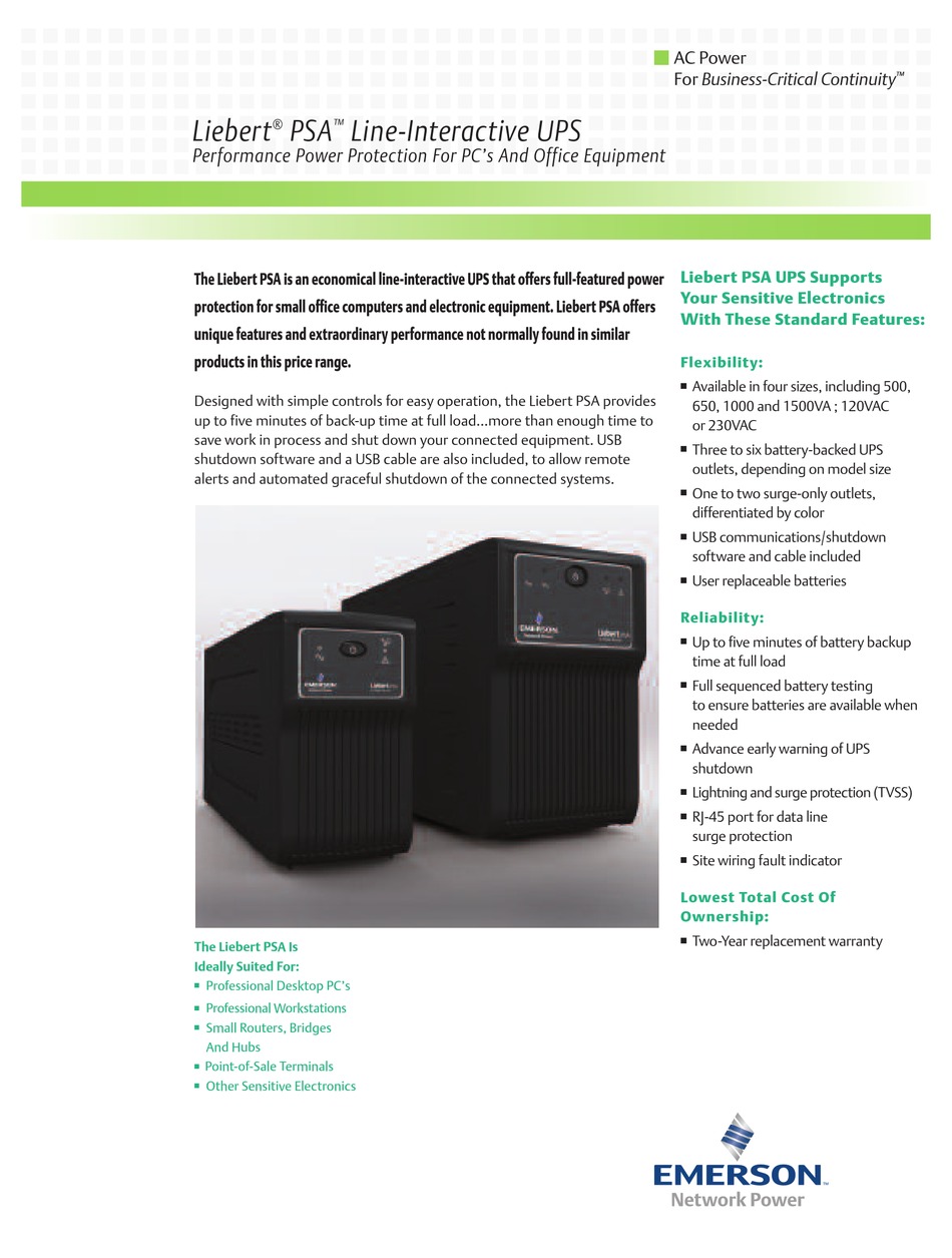 Liebert Psa1000mt3 120u Brochure Specs Pdf Download Manualslib