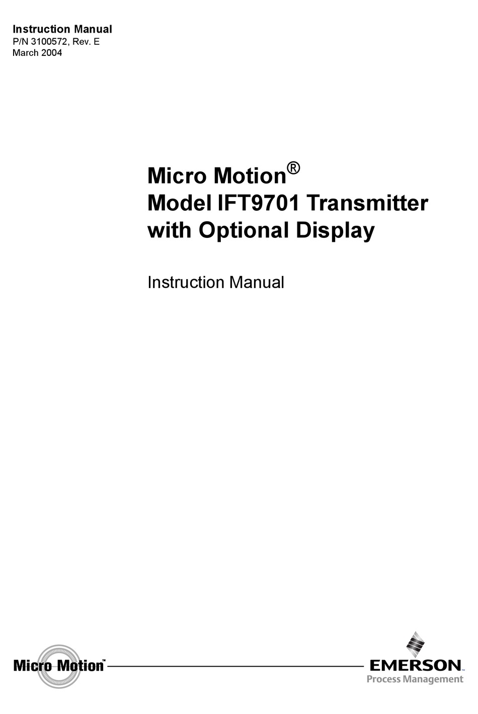 EMERSON MICRO MOTION IFT9701 INSTRUCTION MANUAL Pdf Download | ManualsLib