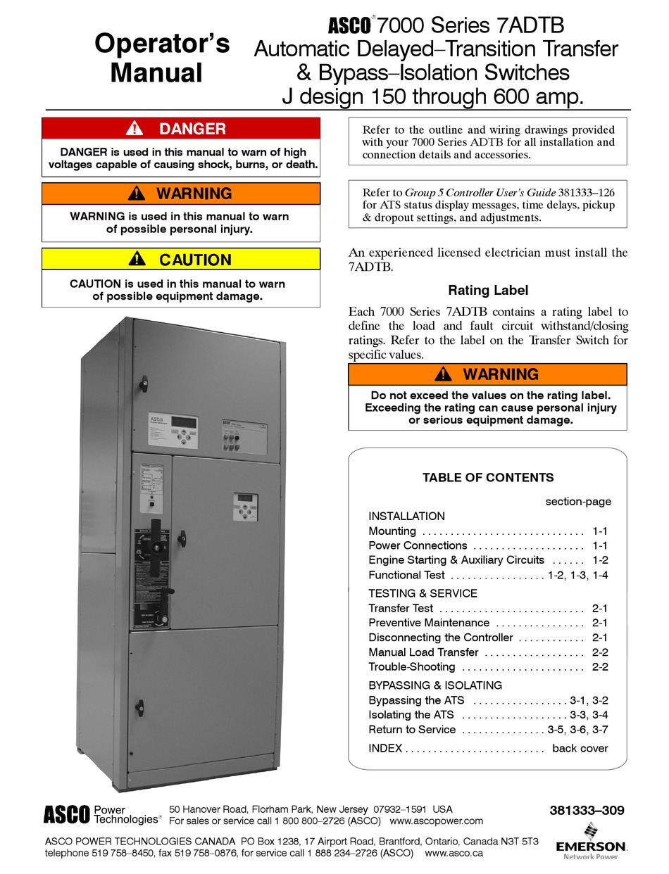 ASCO POWER TECHNOLOGIES 7ADTB OPERATOR'S MANUAL Pdf Download | ManualsLib  Asco Group 5 Controller Wiring Diagram    ManualsLib