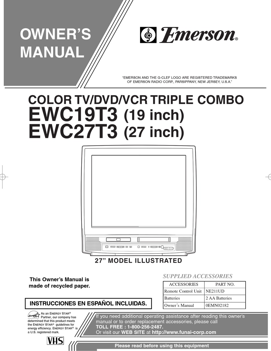 Emerson Ewc19t3 Ewc27t3 Owner S Manual Pdf Download Manualslib