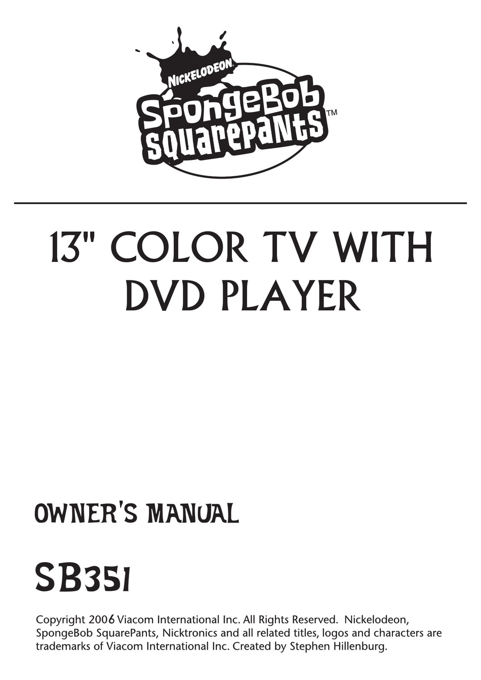 Emerson Spongebob Squarepants Sb351 Owner S Manual Pdf Download Manualslib