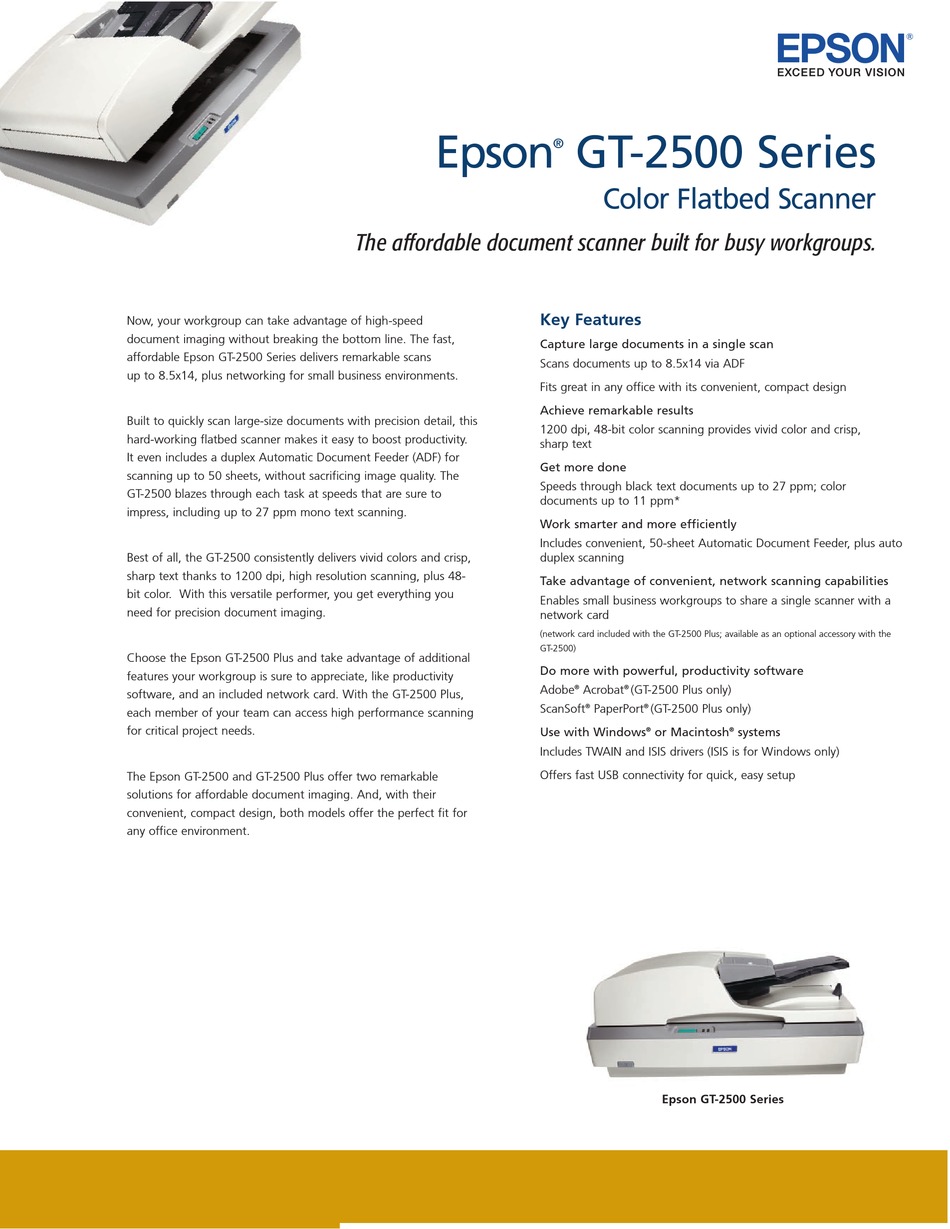EPSON GT-2500 SERIES Pdf Download |