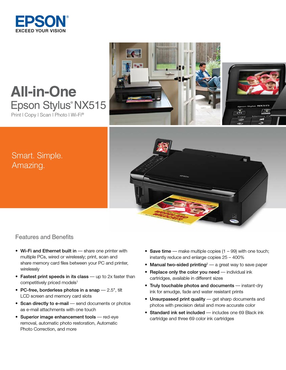 EPSON STYLUS NX515 SPECIFICATIONS Pdf Download | ManualsLib