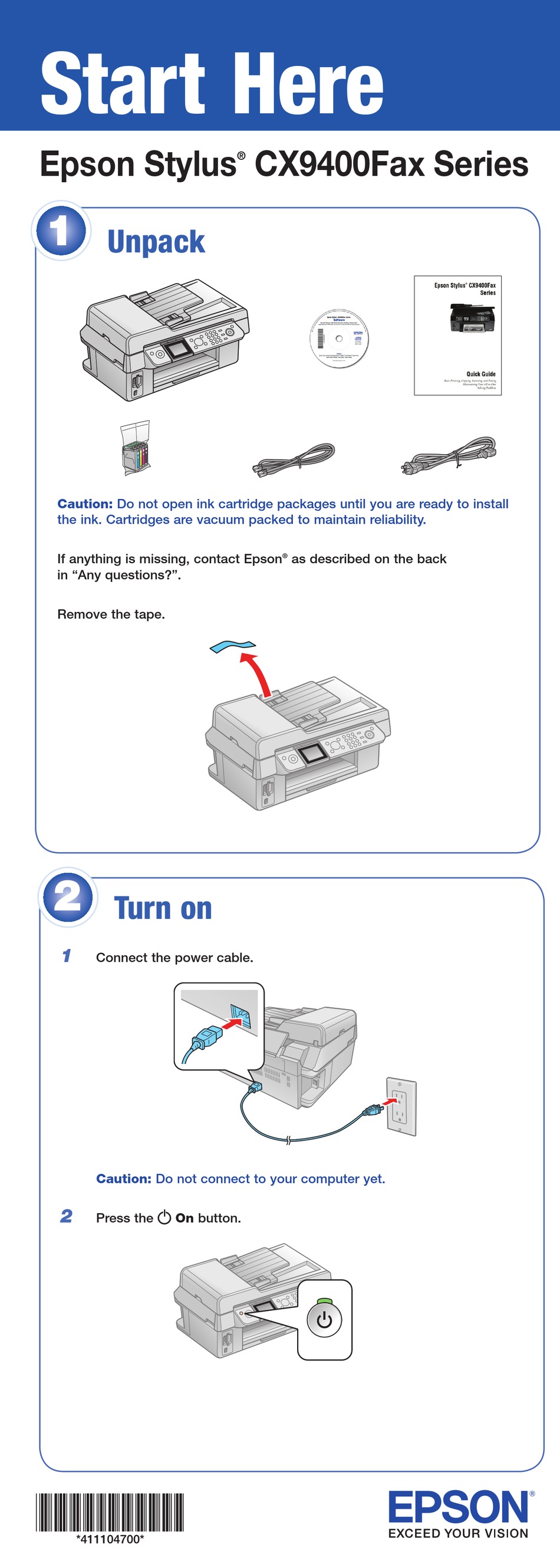 EPSON STYLUS CX9400 START HERE MANUAL 