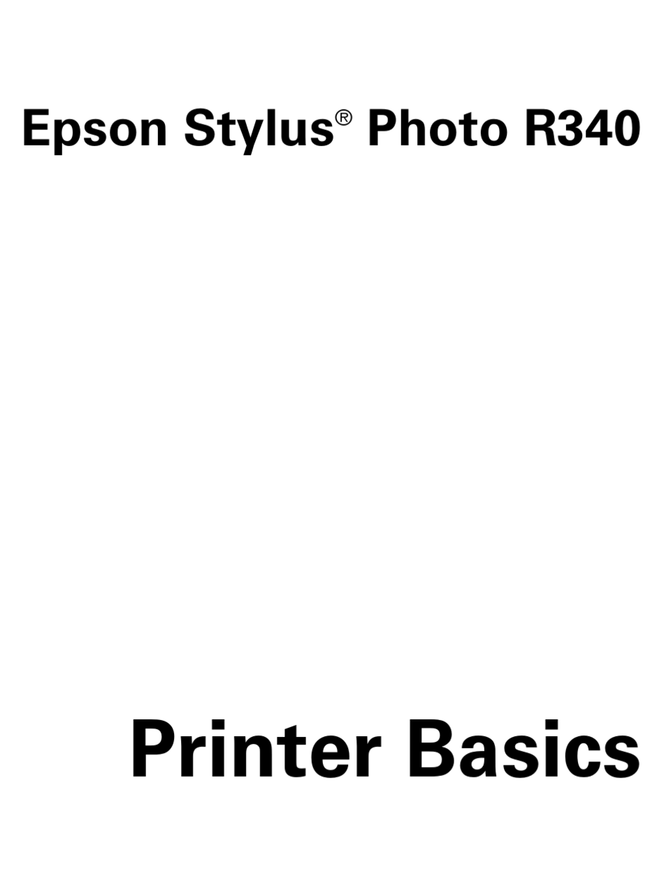 EPSON STYLUS PHOTO R340 PRINTER BASICS MANUAL Pdf Download ManualsLib