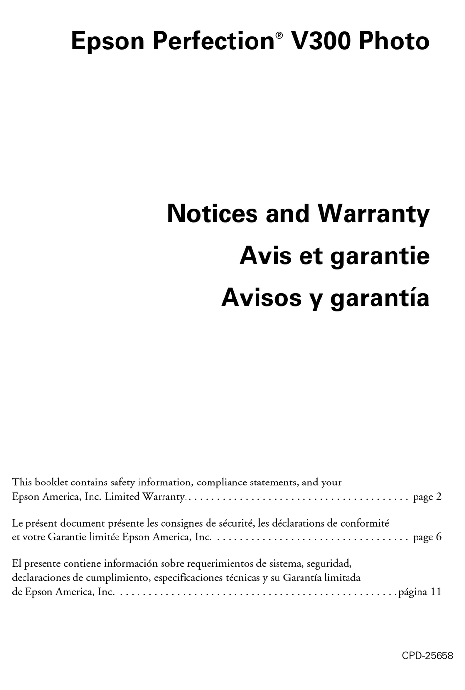 EPSON PERFECTION V300 PHOTO NOTICES AND WARRANTY Pdf Download | ManualsLib