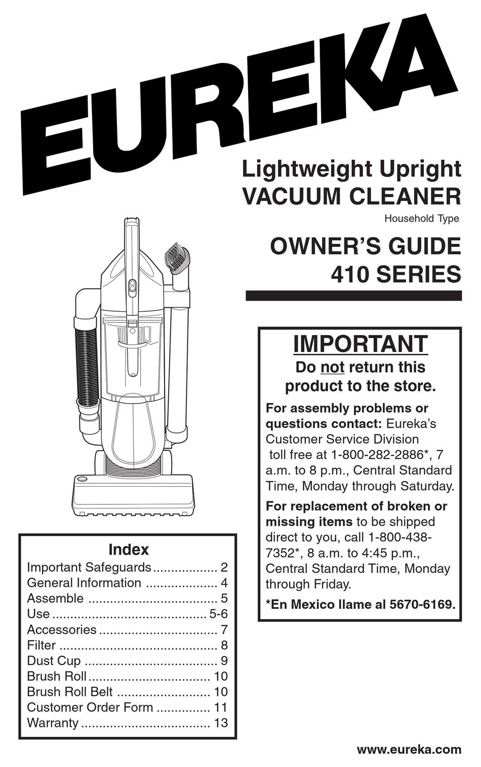 EUREKA 410 SERIES OWNER'S MANUAL Pdf Download | ManualsLib