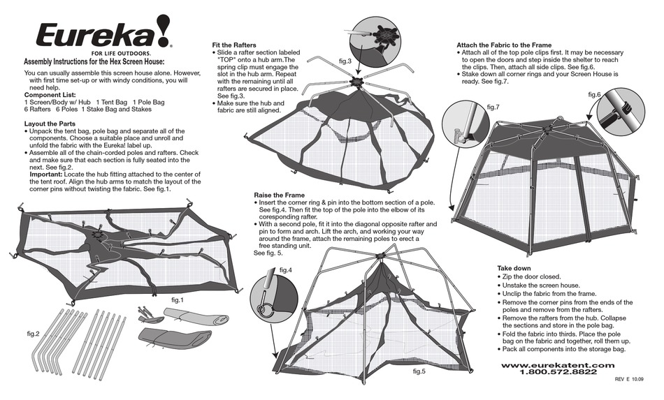 EUREKA HEX SCREEN HOUSE ASSEMBLY INSTRUCTIONS Pdf Download ManualsLib