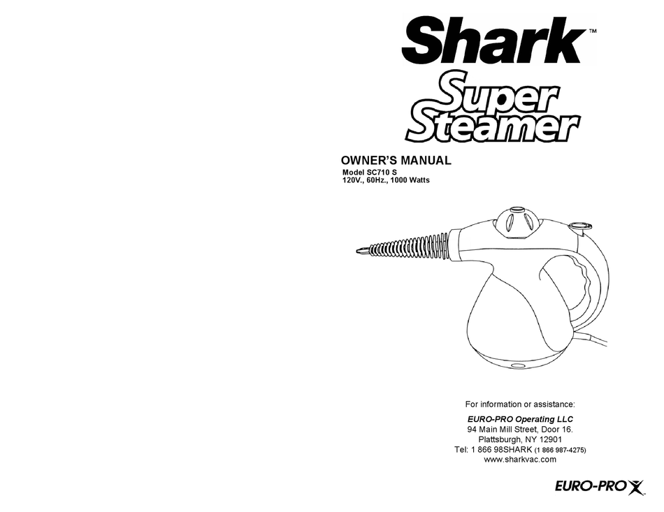 EURO-PRO SHARK SUPER STEAMER SC710 S OWNER'S MANUAL Pdf Download