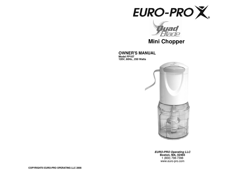 EUROPRO QUAD BLADE FP107 OWNER'S MANUAL Pdf Download ManualsLib