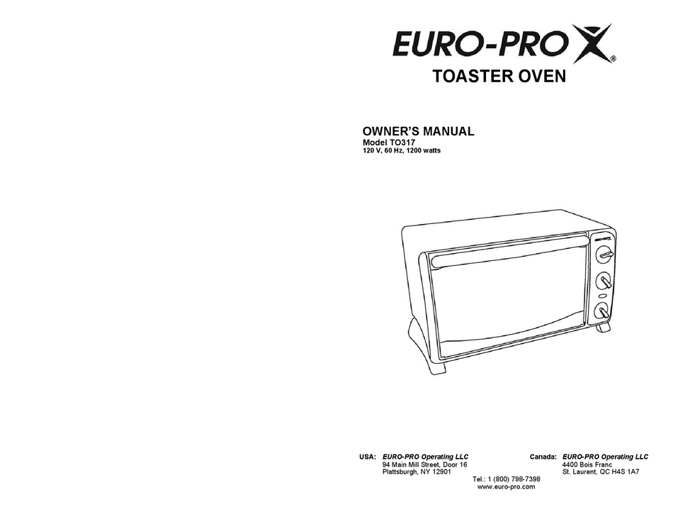 EUROPRO TO317 OWNER'S MANUAL Pdf Download ManualsLib