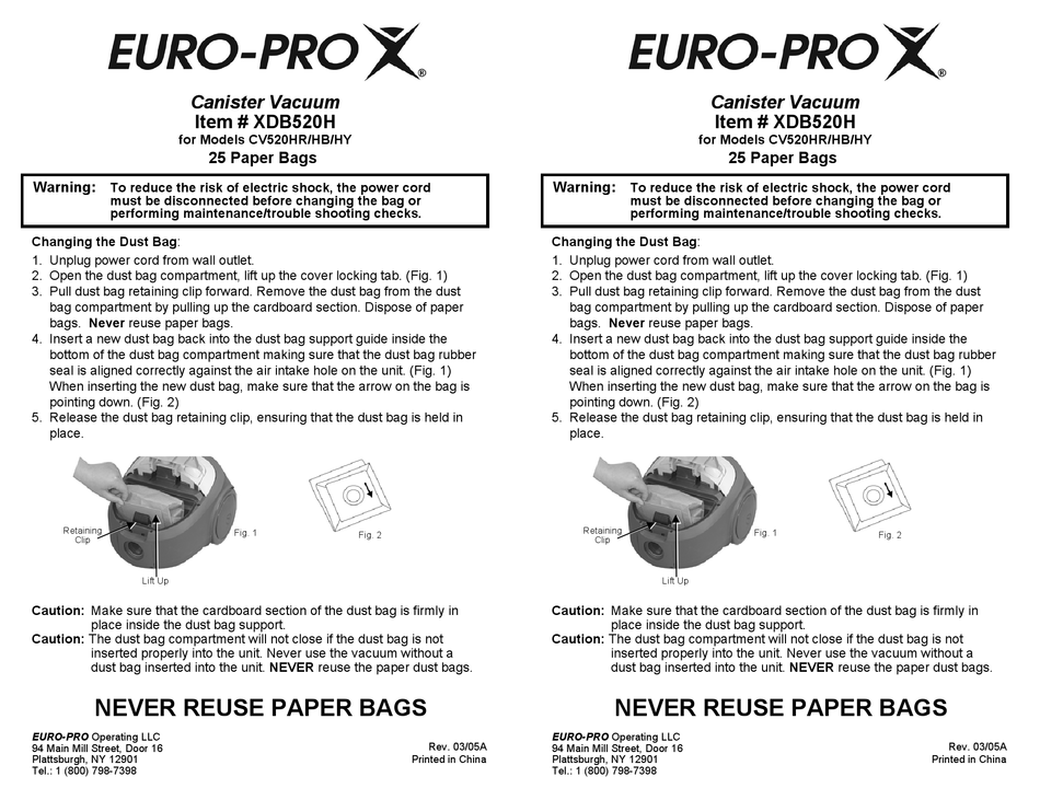 EUROPRO XDB520H USER MANUAL Pdf Download ManualsLib