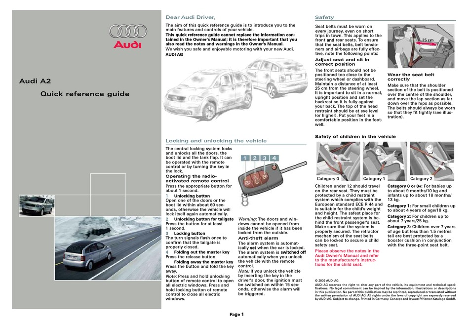 Audi A2 Workshop Manual Service Manual Télécharger 