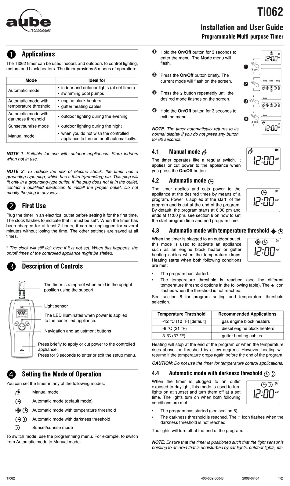 aube light timer