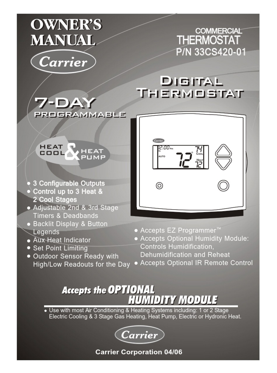 Carrier 33cs420 01 Owner S Manual Pdf Download Manualslib