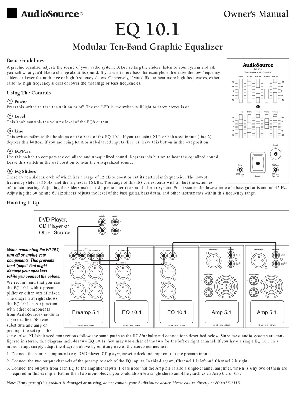 AUDIOSOURCE EQ 10.1 OWNER'S MANUAL Pdf Download ManualsLib