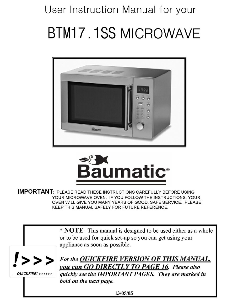 BAUMATIC BTM17.1SS USER INSTRUCTION MANUAL Pdf Download ManualsLib