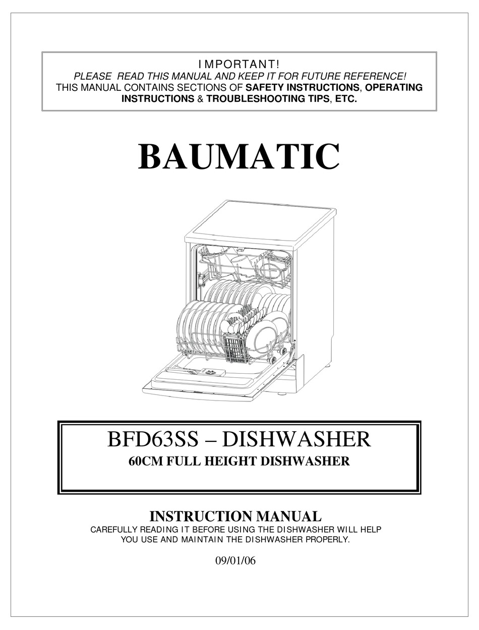 BAUMATIC BFD63SS INSTRUCTION MANUAL Pdf Download | ManualsLib