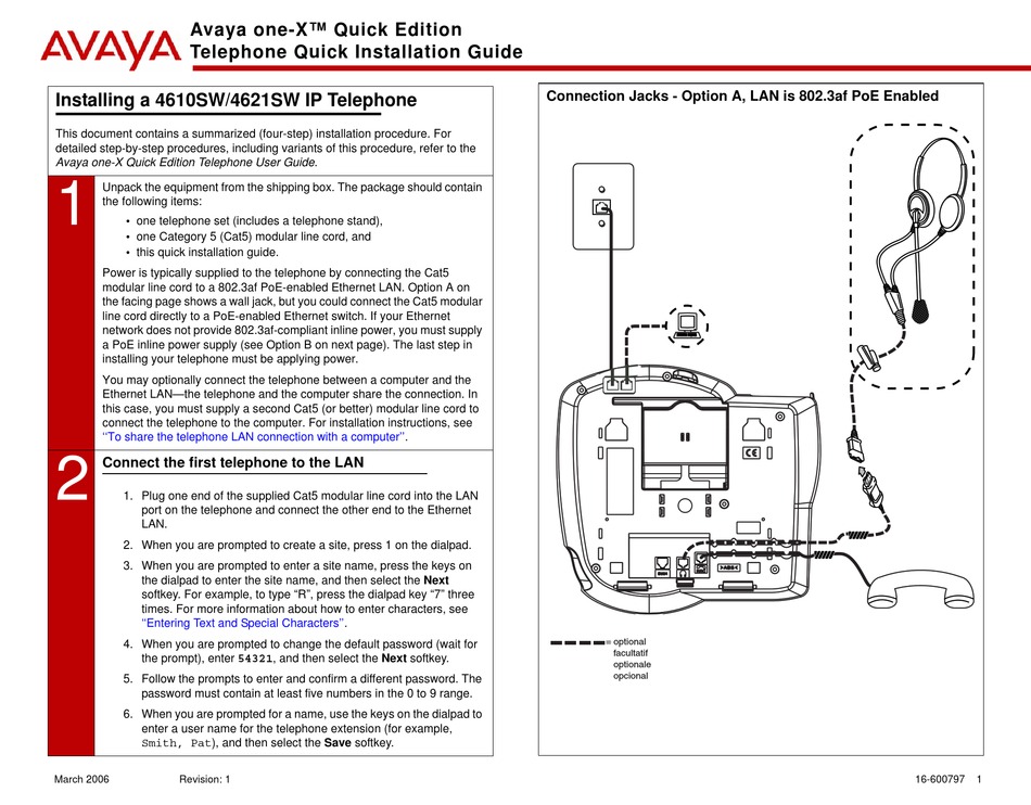 AVAYA 4610SW QUICK INSTALLATION MANUAL Pdf Download ManualsLib