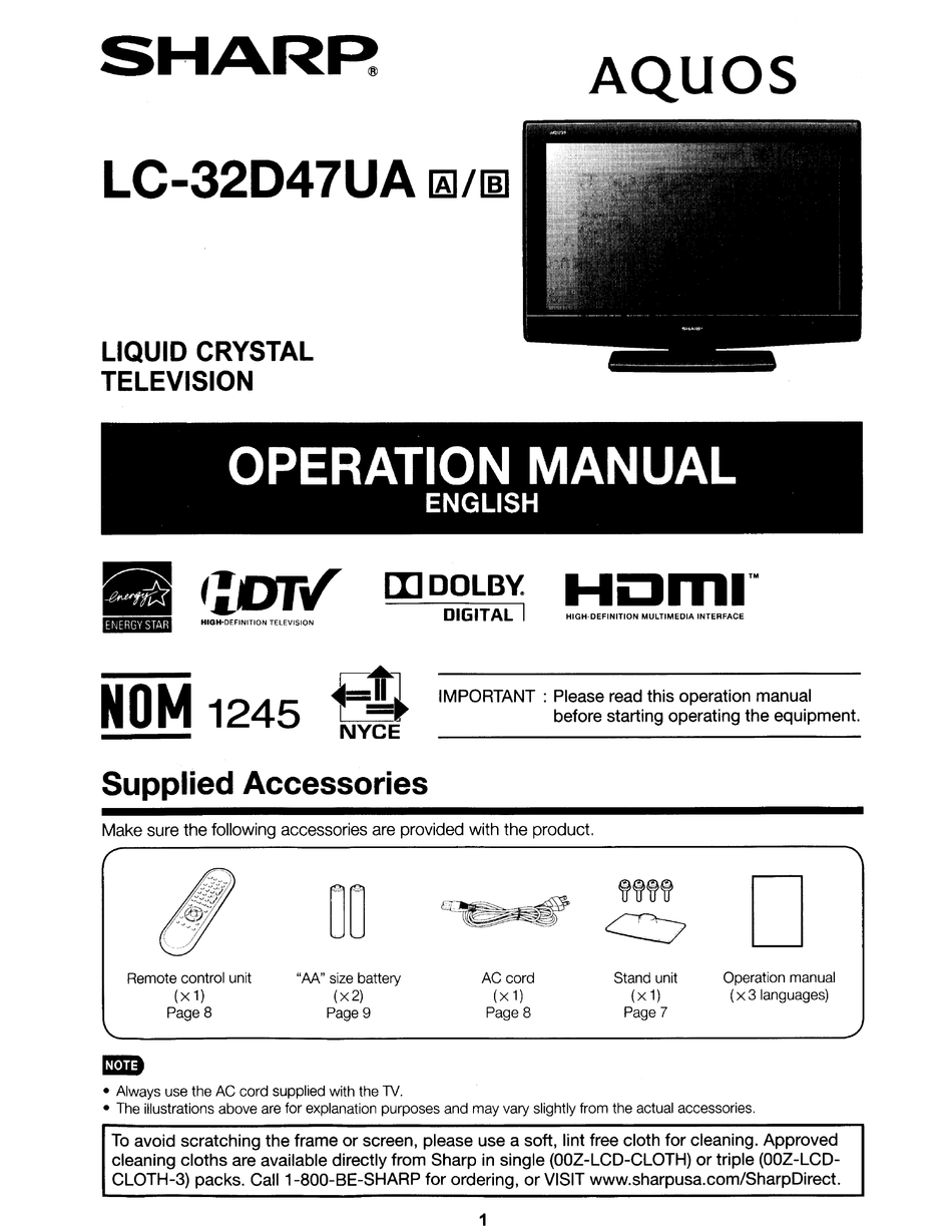Sharp Aquos Lc 32d47ua Operation Manual Pdf Download Manualslib Sharp Aquos Lc 32d47ua Operation Manual Pdf Download Manualslib