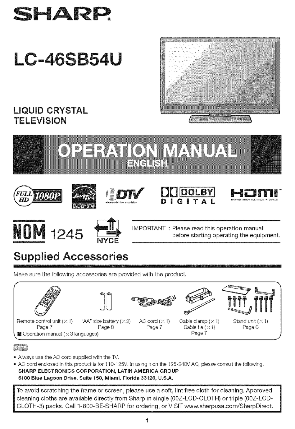 Sharp Lc46sb54u Lc 46 Lcd Tv Operation Manual Pdf Download Manualslib Sharp Lc46sb54u Lc 46 Lcd Tv Operation Manual Pdf Download Manualslib