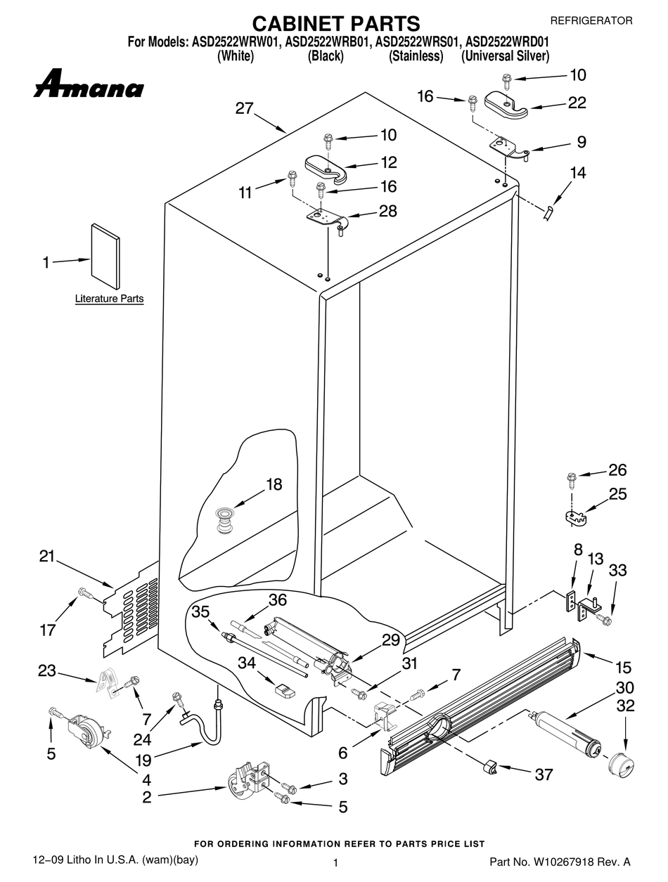 Amana Asd2522wrw01 Cabinet Parts Pdf Download Manualslib