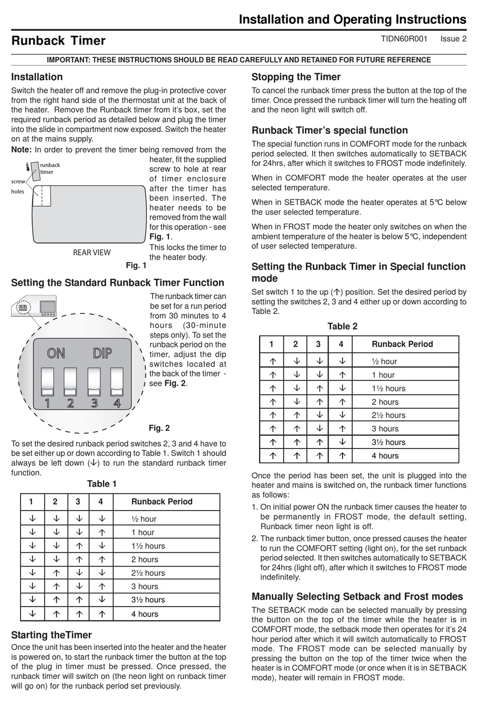 CREDA ERBT INSTALLATION AND OPERATING INSTRUCTIONS Pdf Download | ManualsLib
