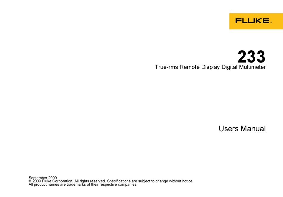 FLUKE 233 USER MANUAL Pdf Download | ManualsLib