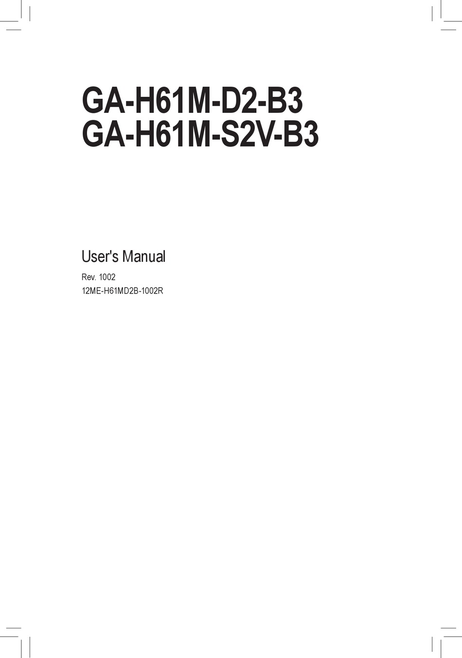GIGABYTE GAH61MS2VB3 USER MANUAL Pdf Download ManualsLib