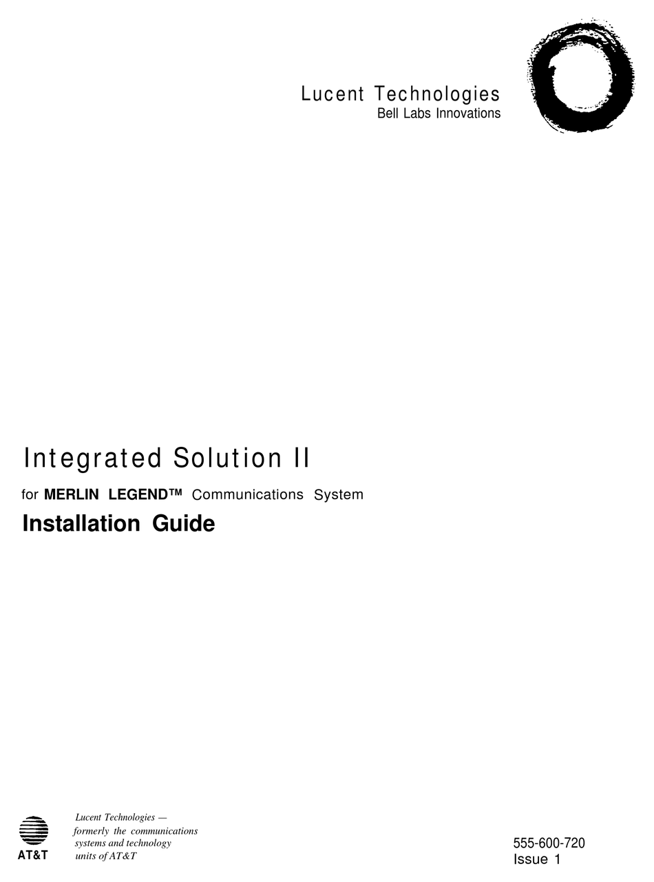 LUCENT TECHNOLOGIES INTEGRATED SOLUTION II INSTALLATION MANUAL Pdf ...