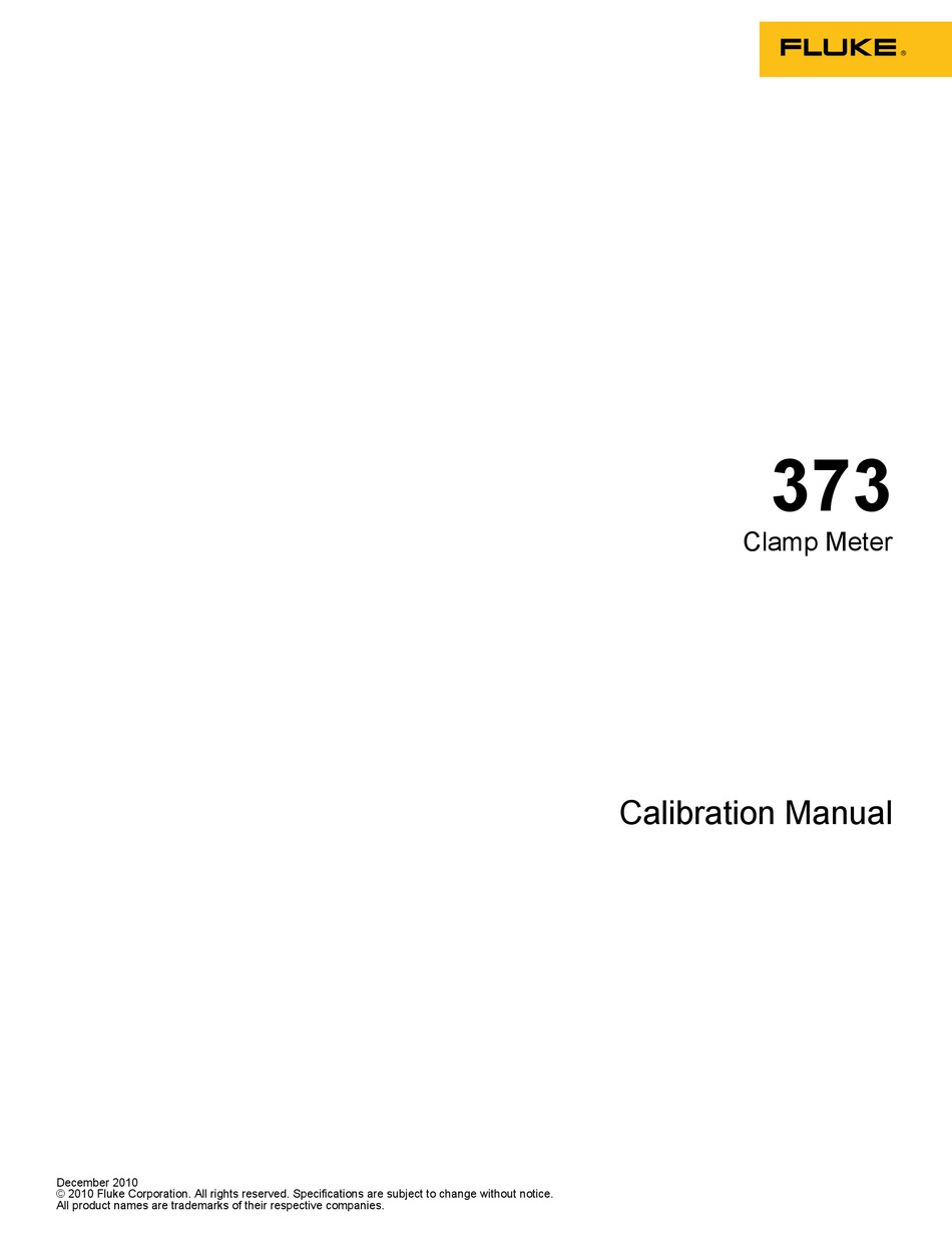 FLUKE 373 CALIBRATION MANUAL Pdf Download | ManualsLib