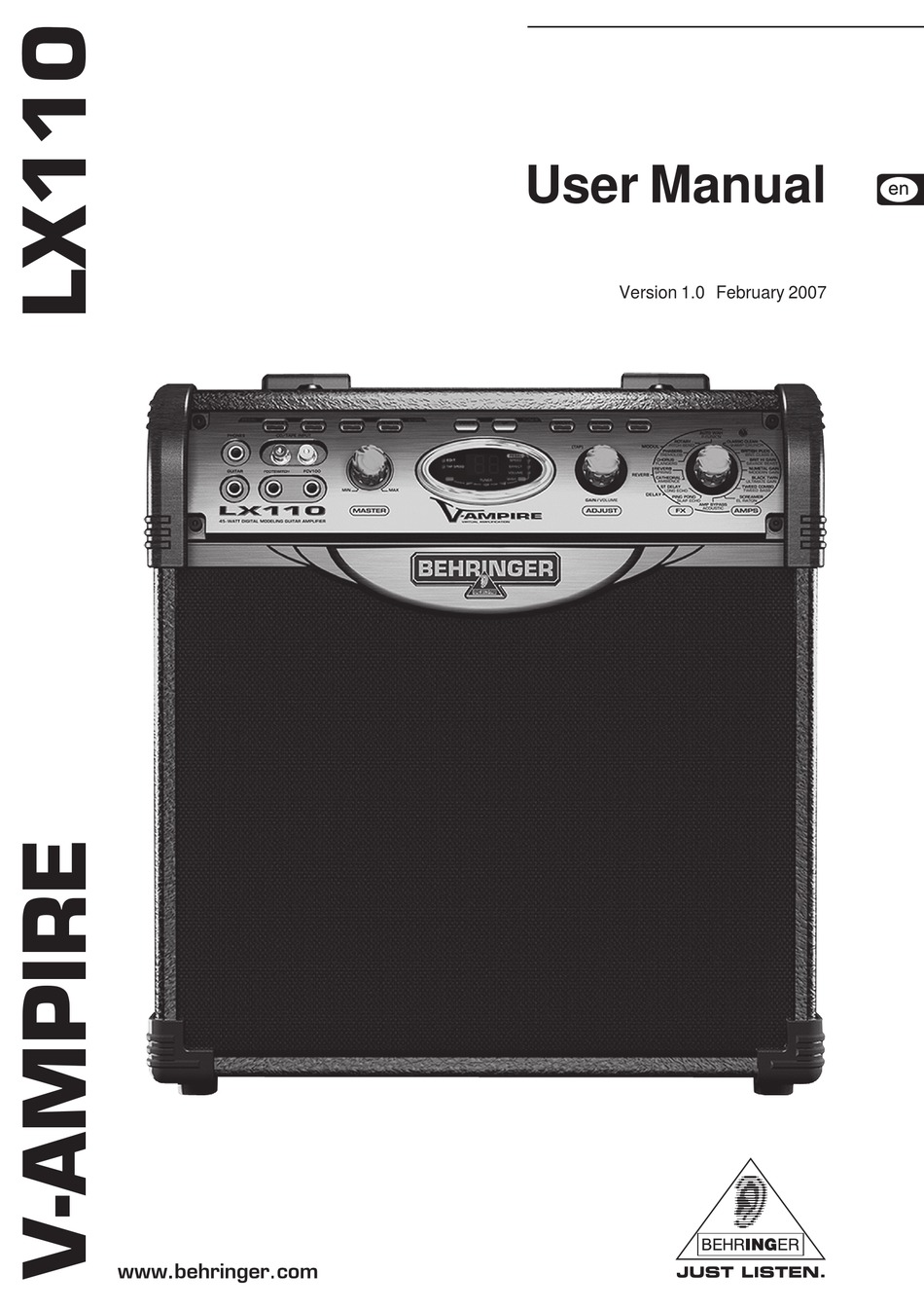 Behringer V Ampire Lx110 User Manual Pdf Download Manualslib