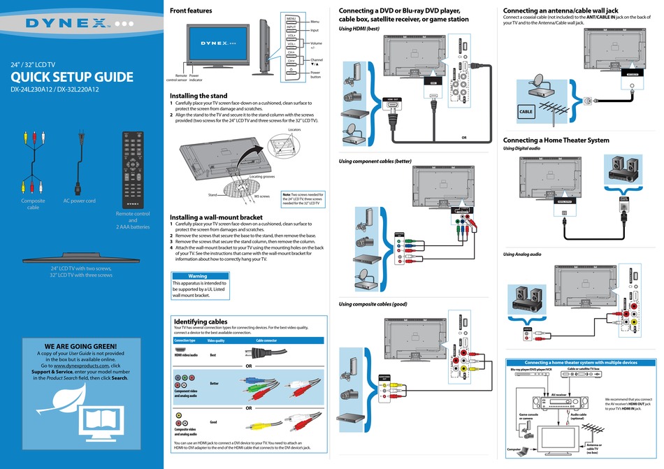 DYNEX DX-24L230A12 QUICK SETUP MANUAL Pdf Download | ManualsLib