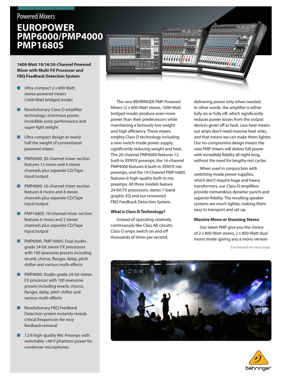 Behringer Europower Pmp6000 Manual Pdf Download Manualslib