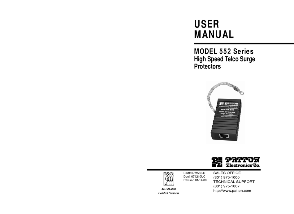 PATTON ELECTRONICS 552 SERIES USER MANUAL Pdf Download ManualsLib