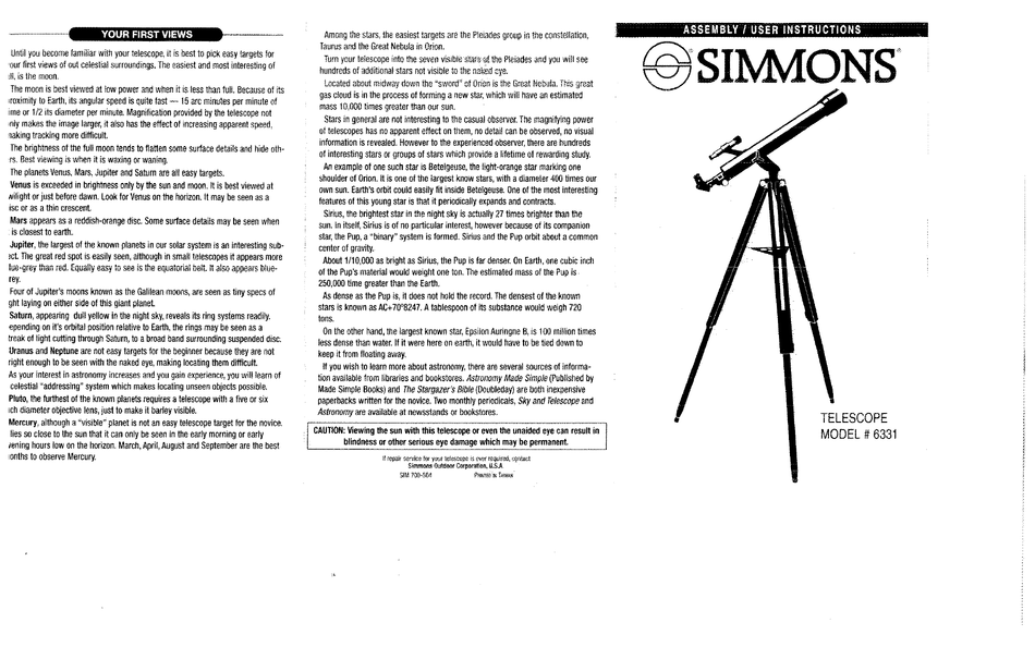 SIMMONS 6331 USER INSTRUCTIONS Pdf Download | ManualsLib