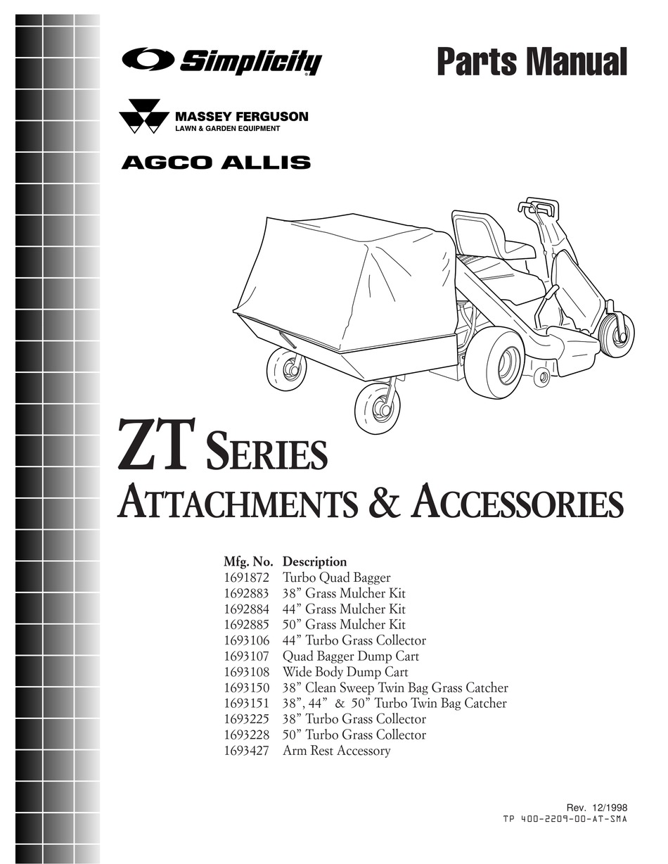 SIMPLICITY ZT SERIES PARTS MANUAL Pdf Download ManualsLib