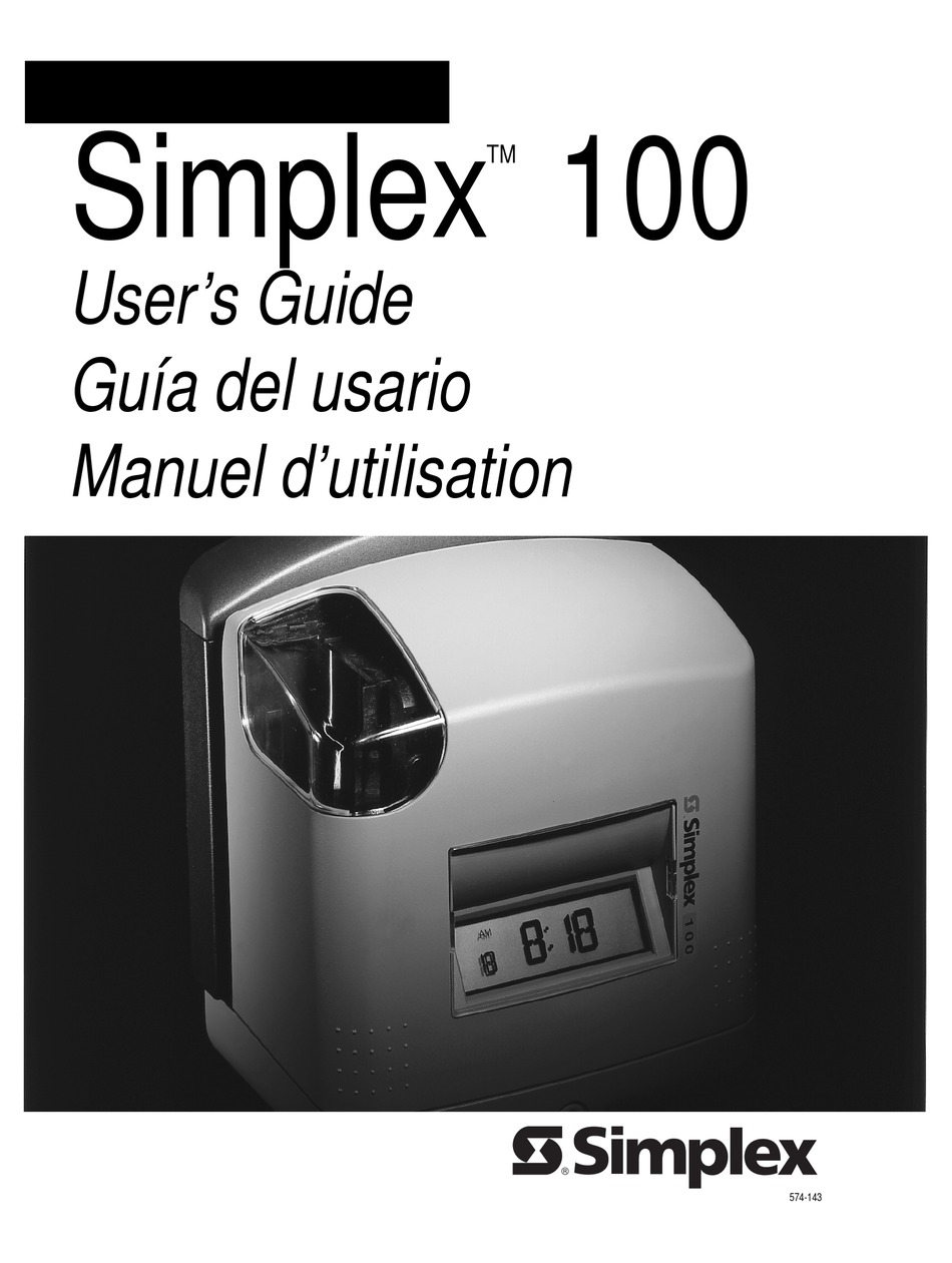 SIMPLEX 100 USER MANUAL Pdf Download ManualsLib
