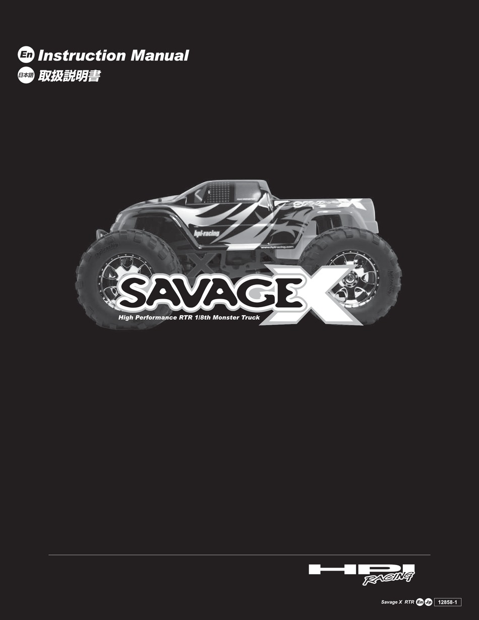 Hpi Racing Savage X Instruction Manual Pdf Download Manualslib