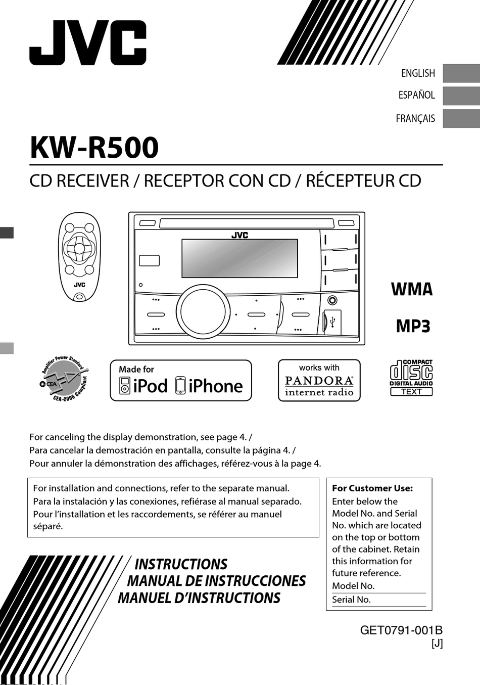 JVC KW-R500 INSTRUCTION MANUAL Pdf Download | ManualsLib