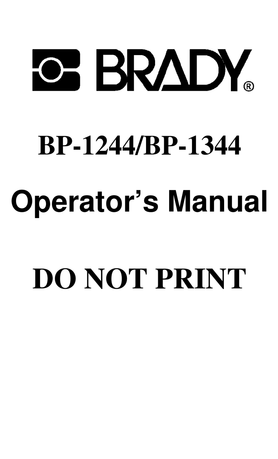 brady 1244 printer
