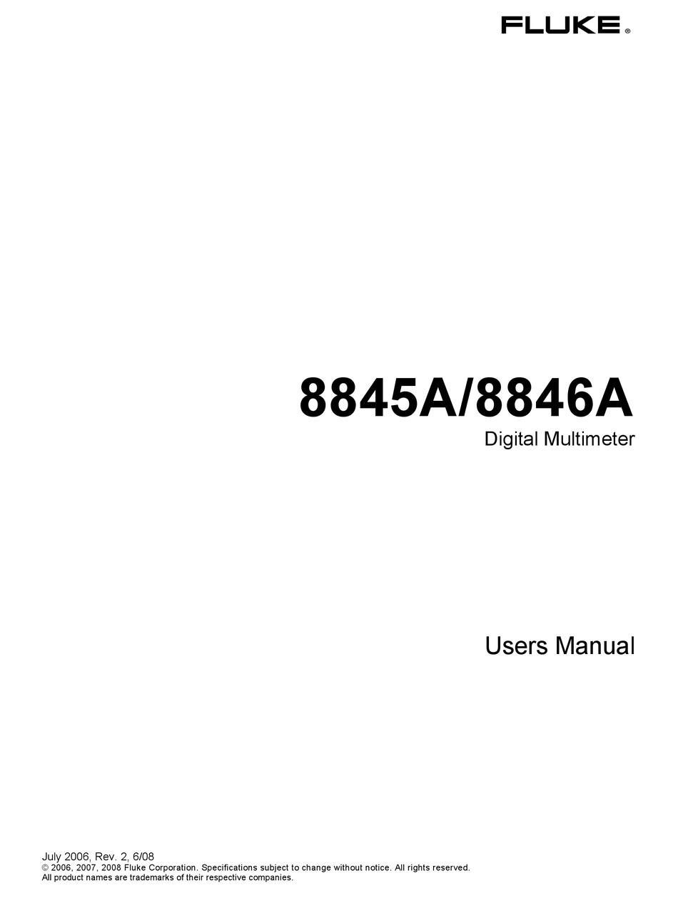 FLUKE 8845A USER MANUAL Pdf Download | ManualsLib