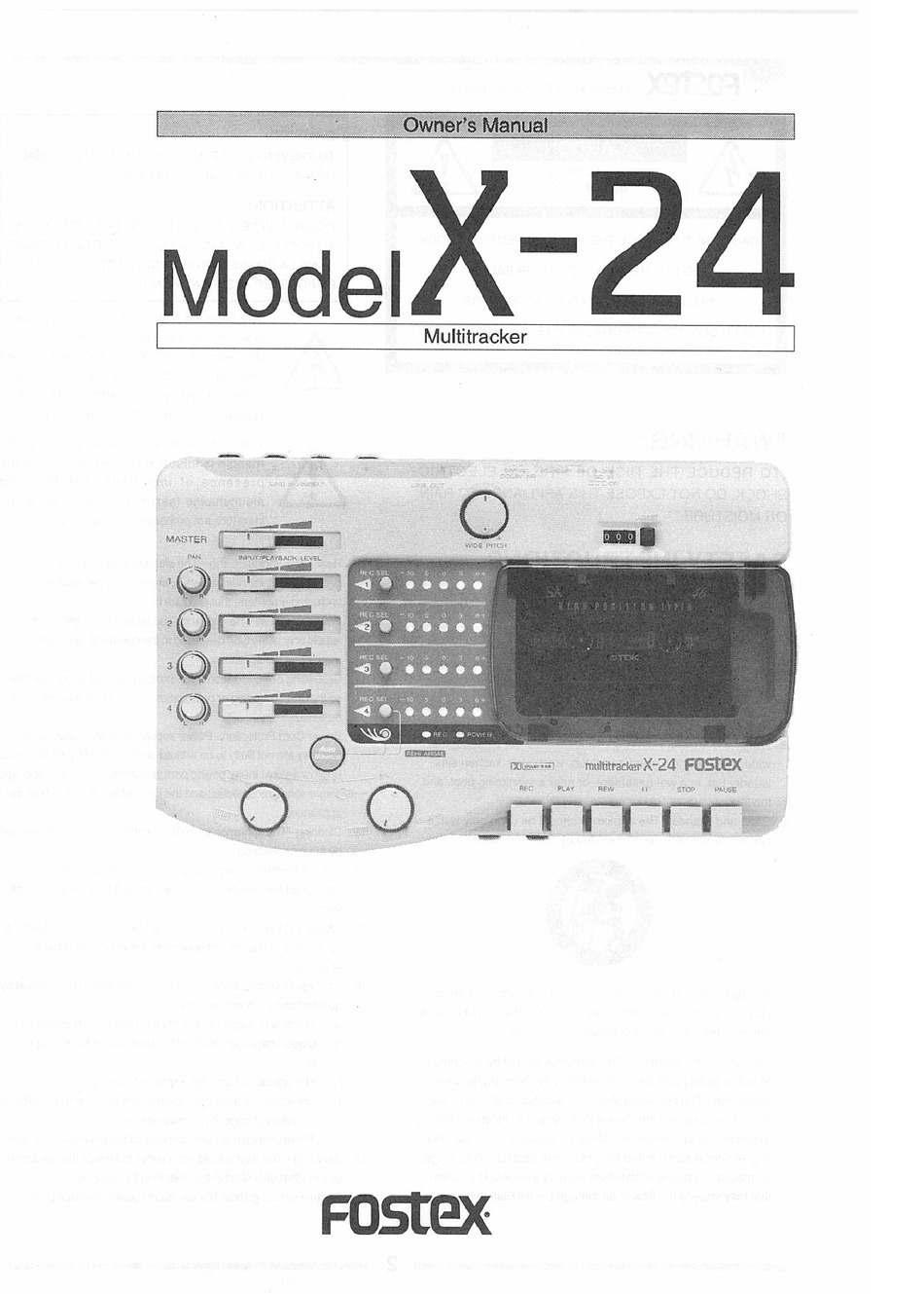 Fostex X 24 Owner S Manual Pdf Download Manualslib