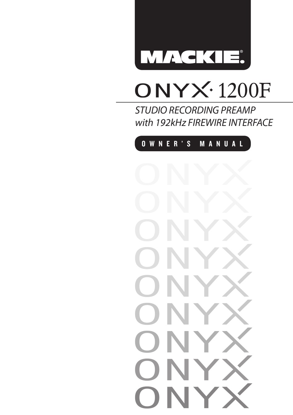 MACKIE ONYX 1200F OWNER'S MANUAL Pdf Download | ManualsLib