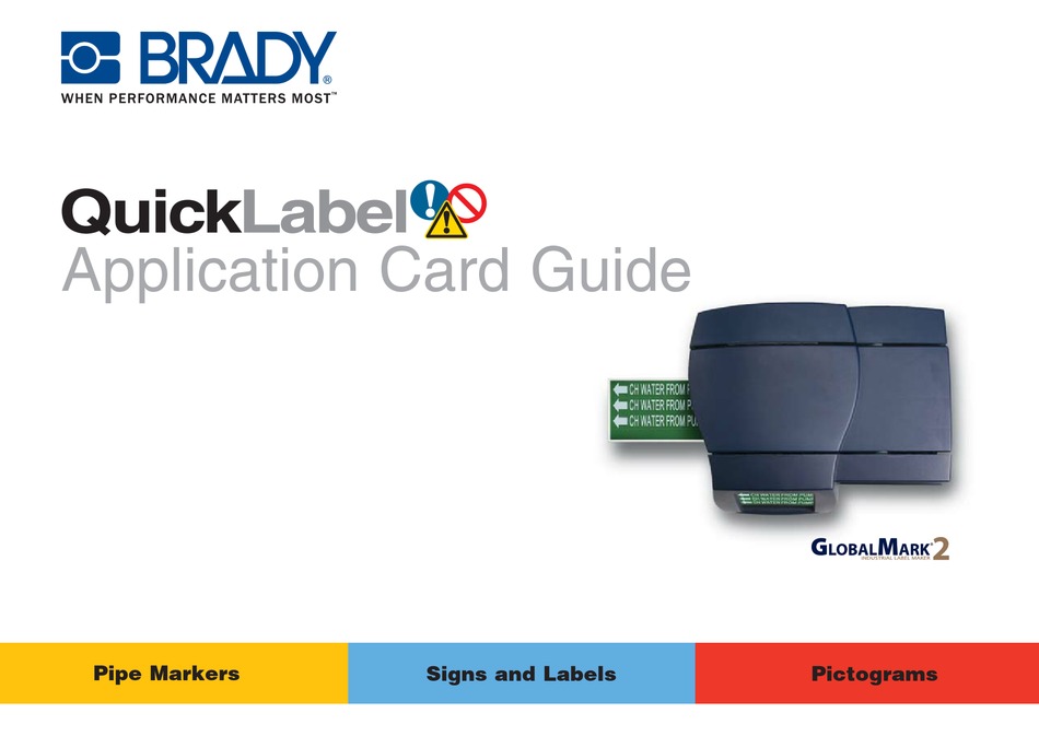 BRADY QUICKLABEL GLOBALMARK 2 APPLICATION CARD MANUAL Pdf Download