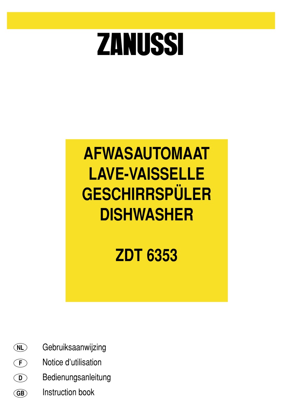 ZANUSSI ZDT6353 INSTRUCTION BOOK Pdf Download ManualsLib