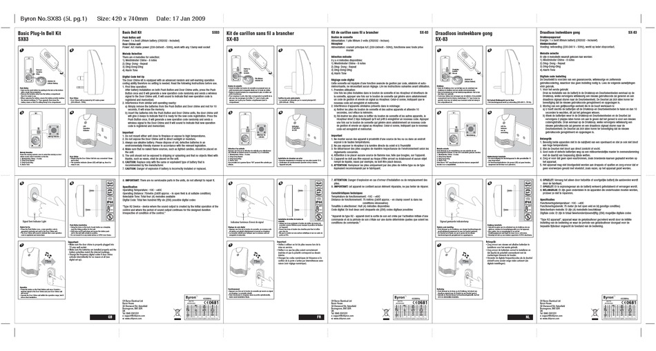 Zeemeeuw Schijn katje BYRON SX83 INSTALLATION AND OPERATION INSTRUCTION Pdf Download | ManualsLib