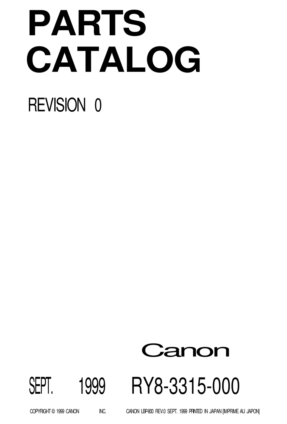 Canon Lbp 800 Parts Catalog Pdf Download Manualslib